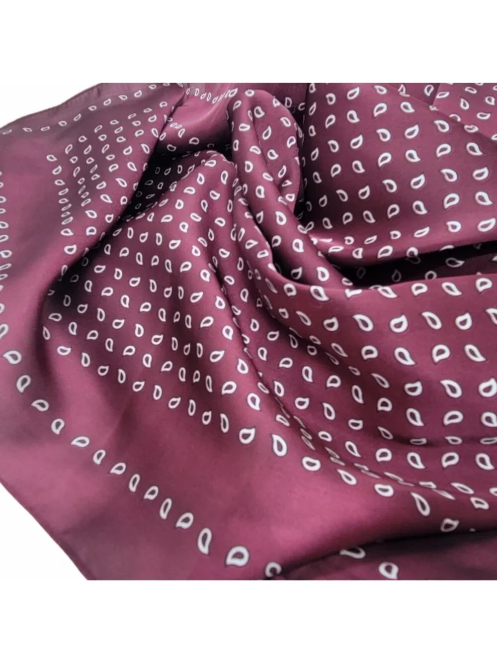 ❤️NEW Silky Square Scarf Soft Burgundy Maroon Teardrop Paisley Foulard Hijab❤️